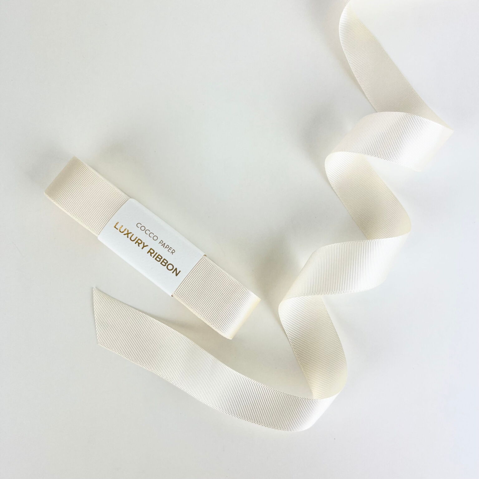 Cream Color Grosgrain Ribbon: 10m - Cocco Paper